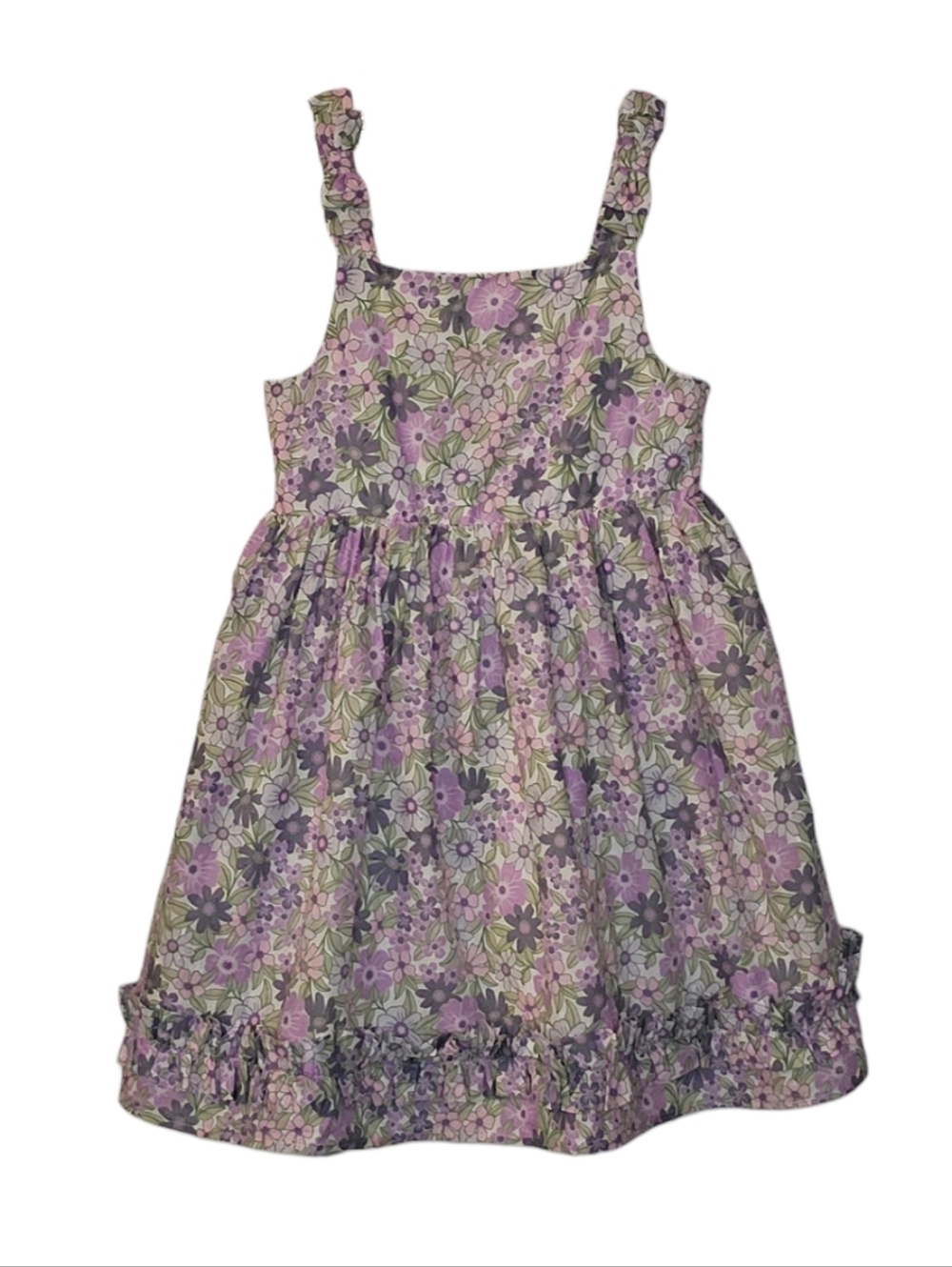 Cynthia Rowley Pink Purple Floral Sleeveless Ruffle Cotton Dress girls 7 - 8